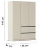 rauch Drehtürenschrank Kleiderschrank Schrank Garderobe COSTA in den Breiten 91/136/181 cm (in 3 Ausstattungen BASIC/CLASSIC/PREMIUM) viel Platz, grifflose Front und Push-to-Open Funktion MADE IN GERMANY Bild 3