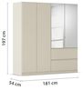Rauch Möbel Costa, Kleiderschrank für Schlafzimmer, Kinderzimmer, Babyzimmer, Garderobe, Flur, 4-türig, mit Spiegel und 2 Schubladen, Push-to-Open, Zubehör Classic, Farbe Beige, Breite 181 cm Bild 3