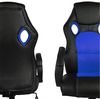 BAKAJI Sportstuhl für Büro, 4 Räder, 360 ° drehbar, Modell Racer Gaming, extra luxuriös, aus schwarzem Kunstleder und blauem Stoff Bild 5