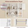 Badezimmerschrank mit Spiegel, Wandschrank mit Türen und offenen Fächern, wandmontierter Medizinschrank mit 2 Handtuchhaltern, Badschrank für Badezimmer, Waschküche und Küche, Weiß Bild 4