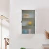 Hängeschrank Zundert mit geriffelter Glastür 60x35x15 cm Stahl Weiß [en. casa] Bild 3