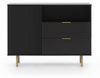 Lomadox Kommode NADOR-132, 107cm breit, matt schwarz, goldfarbene Metallgriffe und -füße Bild 4