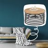 MARLY Couchtisch Massivholz Mango rund - Außergewöhnlicher Sofatisch mit schwarzem Metallgestell - 80 x 40 x 80 cm (B/H/T) Bild 2