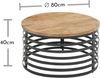 MARLY Couchtisch Massivholz Mango rund - Außergewöhnlicher Sofatisch mit schwarzem Metallgestell - 80 x 40 x 80 cm (B/H/T) Bild 3