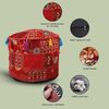 Aakriti Indian Pouf Fußhocker mit Stickerei Pouf, indische Baumwolle, Pouffe osmanischen Pouf Cover mit ethnischem Dekor Kunst - Cover (Red, 46x33 cms) Bild 4