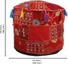 Aakriti Indian Pouf Fußhocker mit Stickerei Pouf, indische Baumwolle, Pouffe osmanischen Pouf Cover mit ethnischem Dekor Kunst - Cover (Red, 46x33 cms) Bild 3