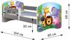 ACMA Kinderbett Jugendbett mit Einer Schublade und Matratze Grau mit Rausfallschutz Lattenrost II (18 Pony Regenbogen, 160x80) Bild 3