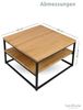 Couchtisch mit 2 Platten - Eiche / Metall - 60 x 60 x 39,5cm Bild 2