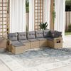 vidaXL 7-tlg. Garten-Sofagarnitur mit Kissen Beige Poly Rattan 3252816 Bild 2