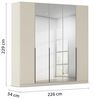 Rauch Möbel Alabama, Kleiderschrank, Garderobenschrank, 5-türig, Spiegel, Zubehör Classic, 3 Kleiderstangen, 9 Einlegeböden, Farbe Beige, Griff Grau metallic, 226 x 229 x 54 cm Bild 3