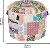 Aakriti Indian Pouf Fußhocker mit Stickerei Pouf, indische Baumwolle, Pouffe osmanischen Pouf Cover mit ethnischem Dekor Kunst - Cover (White, 56x35 cms) Bild 3