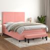 vidaXL Boxspringbett mit Matratze Rosa 140x190 cm Samt 3137724 Bild 2