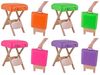 QUIRUMED Klapphocker aus Holz mit Sitz, blau gepolstert, vielseitig einsetzbar, Beistelltisch, Fußstütze, Kunstleder, transportabel, bis 100 kg, 33 x 33 x 48 Bild 4