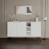 Dmora - Kommode Perseus, Wohnzimmerbuffet, Wohnzimmer-Sideboard, Moderne Küchen-Speisekammer, 142x36h83 cm, Weiß Bild 4