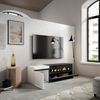 Skraut Home | TV-Schrank, Lowboard | für Wohnzimmer und Esszimmer | 150 x 45 x 35 cm | Für TV-Geräte bis zu 65" | Elektrokamin. Maße | Moderner Stil | Weiß und Schwarz Bild 5