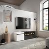 Skraut Home | TV-Schrank, Lowboard | für Wohnzimmer und Esszimmer | 150 x 45 x 35 cm | Für TV-Geräte bis zu 65" | Elektrokamin. Maße | Moderner Stil | Weiß und Schwarz Bild 2
