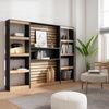 Skraut Home | Bücherregal Bibliothek | Bookshelf, Bookcase | 230 x 186 x 25 cm | Wohnzimmer, Esszimmer, Büro | Aufbewahrungsregal | Moderner Stil | Eiche Schwarz Bild 2