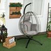 Outsunny Hängesessel Hängeschaukel mit Bechertasche, Klappbarem Sitzkorb (Korbsessel, 1-St, Schaukelsessel), für Garten, Wohnzimmer, bis 120 kg Belastbar, Stahl, Grau Bild 2