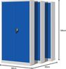 Jan Nowak 3er Set Aktenschrank C001H Büroschrank Metallschrank Stahlschrank Werkzeugschrank Stahlblech Pulverbeschichtet Flügeltürschrank Abschließbar 195 x 90 x 40 cm (grau/blau) Bild 3