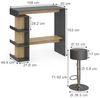 Bartisch-Set Dana Anthrazit/Goldkraft Eiche 108 x 50 cm mit 2 Barhockern Vicco Bild 3
