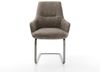 Freischwinger Zelia-Flex mit Armlehnen Mikrofaser Taupe Vintage Freischwinger flach Graphit Taschenfederkern Bild 4