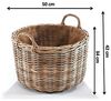 Kobolo Kaminholzkorb Holzkorb rund aus grauem Rattan mit Leinenstoff Bild 2