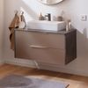LANZET VIDRO Waschbecken mit Unterschrank 90 cm breit, Braun/Marmor Grau, Waschbecken Keramik Weiß Bild 3