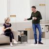 HOMCOM Couchtisch Beistelltisch mit Ladestation, Stahlrahmen, schlanker Wohnzimmertisch mit USB-C-Anschlüssen, 2 Stoffschubladen, Haken, Aufbewahrungstasche, Kaffeetisch für Wohnzimmer Schwarz Bild 4