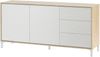 Dmora - Concord-Sideboard, Wohnzimmer-Buffet, TV-Schrank, Wohnzimmer-Kleiderschrank, modernes Sideboard mit 2 Türen und 3 Schubladen, 154 x 41 x 74 cm, Eiche und Weiß Bild 5