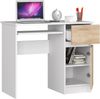 Home Collective Computertisch Schreibtisch Bürotisch Gaming Tisch mit ausziehbarer Tastaturablage, mit 1 Schublade und 1 Tür rechts, 90 x 50 x 77 cm, weiß sonoma Bild 2