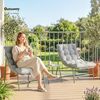Outsunny Balkonset mit Tisch, Kissen, Stahlgestell, verstellbar Fußpads, (Balkonmöbel Set, 3-tlg, Gartenmöbel Set), für Garten Balkon Terrasse Hellgrau Bild 2