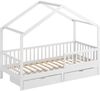 CADANI Kinderbett Hausbett Davi (Rausfallschutz abnehmbar), Bodenbett Hausbett mit Roll-Lattenrost Bild 3
