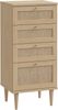 FORTE CALASETTA Kommode 50, Kommode im Boho Stil, Wiener Geflecht, Sideboard mit 4 Schubladen, Elegancia Eiche Holzdekor/Technorattan, 50 cm breit x 109 cm hoch x 41 cm tief Bild 1
