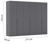Rauch Möbel Alabama, Kleiderschrank, Garderobe, 6-türig, Zubehör Premium, 3 Kleiderstangen, 9 Einlegeböden, Schubladeneinsatz, Farbe Grau metallic, Schwarz, Griff Grau metallic, 271 x 229 x 54 cm Bild 3