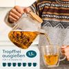 Cosumy Teekanne Teekanne Glas 1,5 Liter mit Deckel aus Bambus - Filter im Auslauf, 1500 l, (Packung, Teekanne mit Deckel), Getränke Bild 3