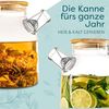 Cosumy Teekanne Teekanne Glas 1,5 Liter mit Deckel aus Bambus - Filter im Auslauf, 1500 l, (Packung, Teekanne mit Deckel), Getränke Bild 2