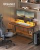 Vasagle Schreibtisch, Gaming Tisch mit eingebauter Steckdosenleiste, Computertisch, mit Monitorständer für 2 Monitore, Schlafzimmer, 60 x 120 x 76 cm, vintagebraun LWDDE192K01 Bild 4