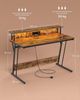 Vasagle Schreibtisch, Gaming Tisch mit eingebauter Steckdosenleiste, Computertisch, mit Monitorständer für 2 Monitore, Schlafzimmer, 60 x 120 x 76 cm, vintagebraun LWDDE192K01 Bild 3