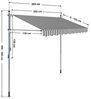 Songmics Klemmmarkise, 300 cm, Balkonmarkise, Sonnenschutz, Markise mit Gestell, Verstellbare Höhe 2-3 m, Grau-Weiß gestreift GSA313GW Bild 2