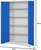 4er Set Aktenschrank C001H Büroschrank Metallschrank Stahlschrank Werkzeugschrank Stahlblech Pulverbeschichtet Flügeltürschrank Abschließbar 195 x 90 x 40 cm (grau/blau) Bild 3