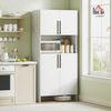 HOMCOM Küchenbuffet Küchenschrank mit Mikrowellenablage, Soft-Close-Tür (Aufbewahrungsschrank, 1-St, Vitrinenschrank) für Küche Esszimmer 79 x 40 x 175 cm Weiß Bild 2