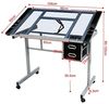 Yaheetech Zeichentisch 0-60° neigbar, Architektentisch mit kippbarer Glasplatte, Schreibtisch Bürotisch mit 2 Schubladen, für Architekten/Künstler/Maler, 90 cm L × 60 cm B Bild 3
