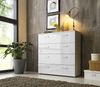 Schubladen Kommode Sideboard Anrichte MARBELLA in Hochglanz Weiß - Made in Germany - Höhe 91cm, Breite 88cm, Tiefe 32cm Bild 1