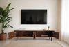 Lowboard Sheesham Massivholz 160cm TV-Board 3D Fronten 4 Türen Kabeldurchlass Metallbeine Schwarz Bild 5