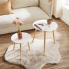 Vasagle Beistelltische Couchtische 2er Set aus Holz runder Seitentisch Wohnzimmertisch skandinavische Natur weiß von Songmics LET07WN Bild 2