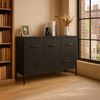 DUMOS Kommode mit Schubladen - kommoden & Sideboards für Schlafzimmer Geeignet, Komodenschrank mit 5 Schubladen, Stoffkommode mit Stabilem Stahlrahmen, Ideal für Schlafzimmer, Wohnzimmer (Schwarz) Bild 2