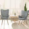 MEUBLE COSY Sessel 2er Relaxsessel Lehnstühle Polstersessel Einzelsofa mit Holzbein Ohrensessel für Wohnzimmer Schlafzimmer Büro Vanity, Stoff, Grau Bild 2