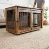 Relaxdays Hundekäfig Möbel mit 2 Türen & Rollen Bild 5
