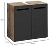 Waschbeckenunterschrank >Vista< 2 Türen, 1 Boden, schwarz / viking oak Dekor - 60x62x31 (BxHxT) Bild 3