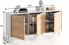 amuéblate online Buffet-Schrank, Wohnzimmer mit 3 Türen, Modell Bora, Maße: 154 cm (Breite) x 75 cm (Höhe) x 41 cm (Tiefe), Holz, Weiß glänzend und kanadische Eiche Bild 3